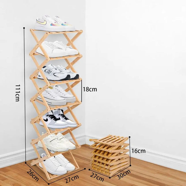 Narrow Shoe Rack, 7 Tier Portable Folding Shoe Storage Rack, Without Installation Free Standing Shoe Rack for Corridors, Bedroo by zapcart