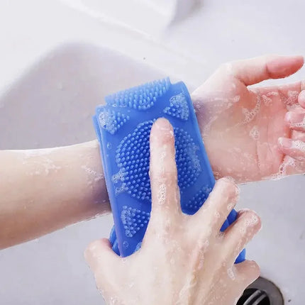 Body Sponge Silicone Brushe Bath Towels Scrubber Rubbing Back Peeling Massage Shower Belt Extended Skin Clean Brushes Bath Brush by zapcart