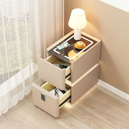 Wireless Charging Smart Bedside Table Modern Solid Wood Drawer Cabinet Floating Narrow Nightstand Minimalist Bedside Storage by zapcart