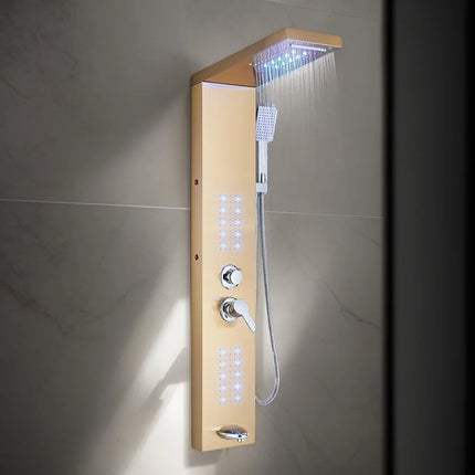 KEMAIDI Shower Panel Bathroom Shower Tower w/ LED Rainfall Waterfall Shower Head Body Massage Jet Shower Tub Spout Shower Column by zapcart