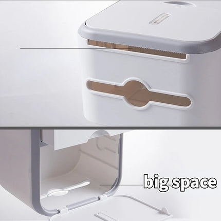 Storage Box Toilet Paper Organizer Waterproof High Capacity Dust-proof Punch-free Wall Mounted Roll Paper Bathroom Home Supplies by zapcart