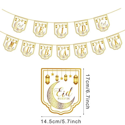 FENGRISECN Eid Mubarak Banner Plates Ramadan Tableware Kit by zapcart