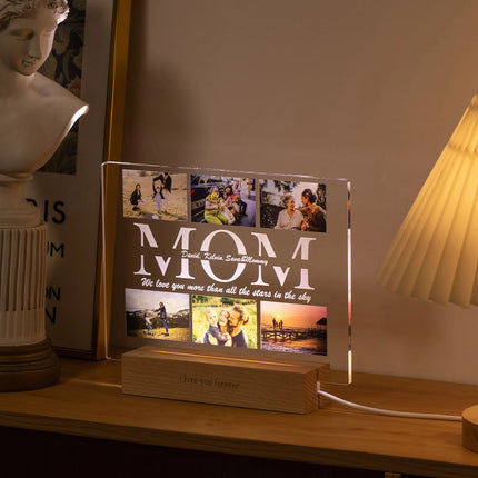 Custom Photo Text 3D Acrylic Lamp For Mom Dad Gift by zapcart