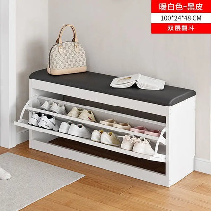 Tipping bucket shoe change stool household door shoe cabinet can sit integrated locker entry shoe stool simple shoe rack storage by zapcart