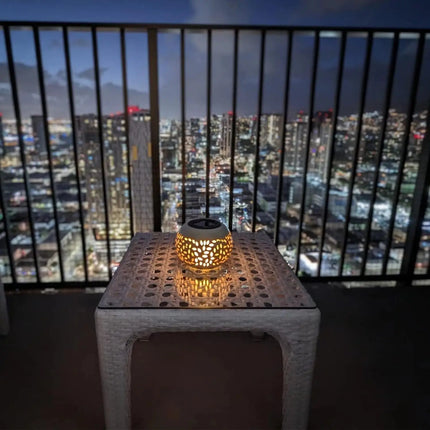 Solar Table Light Outdoor Solar Powered LED Lamp Hollowed-Out Metal Desktop Decorative Lantern Patio Garden light Desktop Light by zapcart