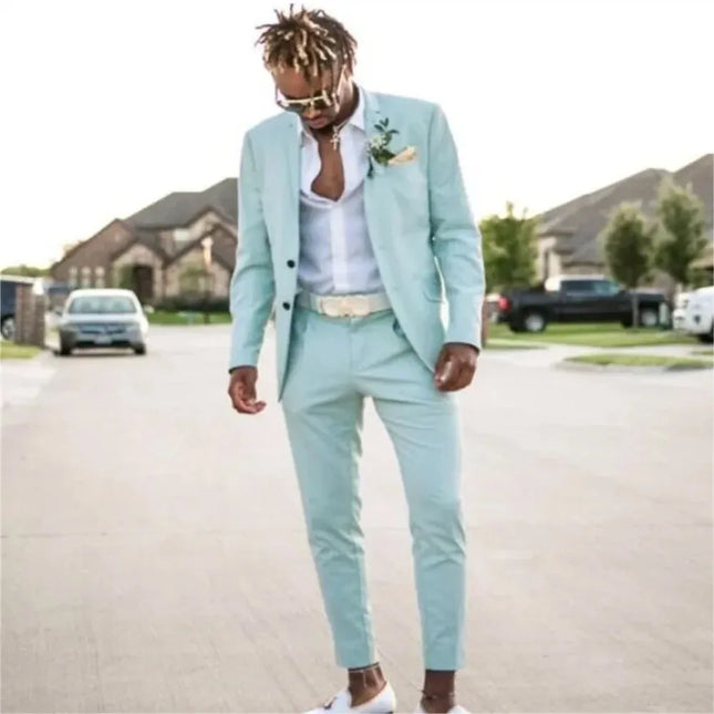 Buttons Beach Wedding Suit For Men Slim Fit Blazer Elegant by zapcart