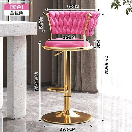 Bar Chair Nordic Tall Counter Furniture Gold Velvet Back Luxury Kitchen Leather Modern High Stool Bar Chairs كراسي بار Stool by zapcart