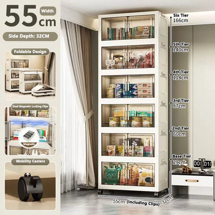 Foldable Multi-Layer Plastic Baby Wardrobe No-Install Clothing Storage Cabinet for Home Living Room Bedroom Portable Storage Box by zapcart