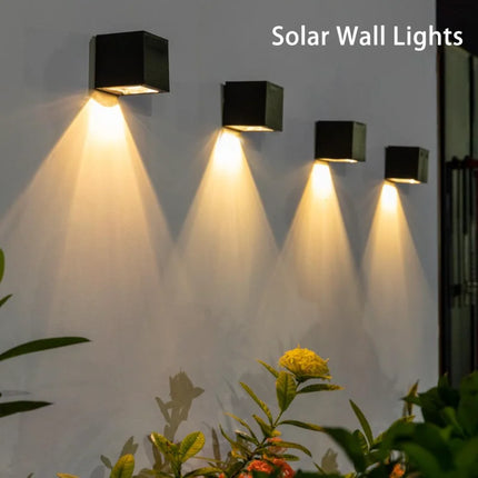 LED Solar Light Outdoor Garden Square Wall Lamp Outdoor Courtyard Garden Fence Lighting Wall Decoration Lamp by zapcart