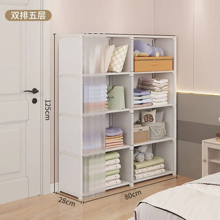 Dustproof Simple Wardrobe Home Bedroom Dormitory Plastic Multi-Layer Clothing Quilt Toys Books Debris Storage Cabinet by zapcart