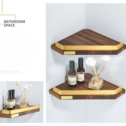 Walnut Wood Brushed Gold Bathroom Hardware Set Towel Rack Toilet Paper Holder Towel Bar Robe Hook Shelf Bathroom Accessories by zapcart