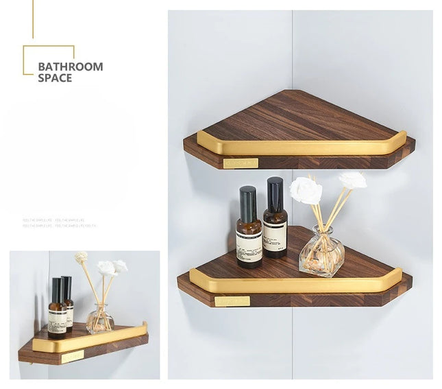 Walnut Wood Brushed Gold Bathroom Hardware Set Towel Rack Toilet Paper Holder Towel Bar Robe Hook Shelf Bathroom Accessories by zapcart