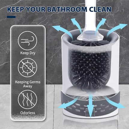 Water Spray Silicone Toilet Brush 40cm Long Handle Refillable Silicone TPR Brush With Wall-Mounted Bathroom Cleaning Accessories by zapcart