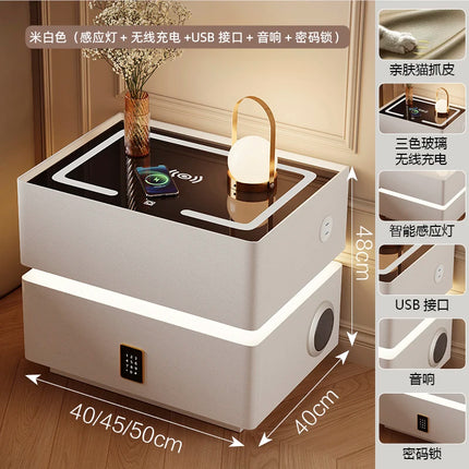 Floating LED Bedside Table Smart Nightstand with Wireless Charging Luxury Modern 2-Tier Storage Drawer Compact Bedroom Furniture by zapcart