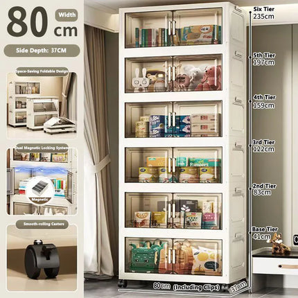 Foldable Multi-Layer Plastic Baby Wardrobe No-Install Clothing Storage Cabinet for Home Living Room Bedroom Portable Storage Box by zapcart