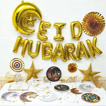 FENGRISECN Eid Mubarak Banner Plates Ramadan Tableware Kit by zapcart