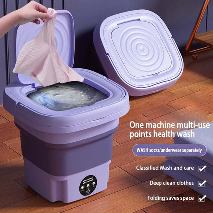8L Foldable Mini Washing Machine Portable Socks Underwear Panties Retractable Home Washing Machine 3 Models With Spinning Dry by zapcart