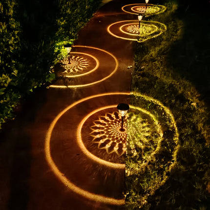 Solar Light Outdoor Waterproof Circle Shadow Lawn Solar Powered Pathway Garden Light LED Landscape Light Decorative for Walkway by zapcart