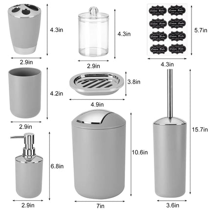 Bathroom Accessories, 8 Piece Bathroom Accessories Set with Trash Can, Toothbrush Holder and Cup, Soap Dispenser and Dish by zapcart