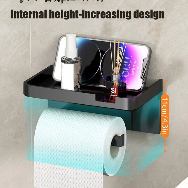 Bathroom Tissue Box Shelf Storage Household Storage Bathroom Toilet Paper Rack Toilet Organizer No-Drill Wall-Mounted Tissue Box by zapcart