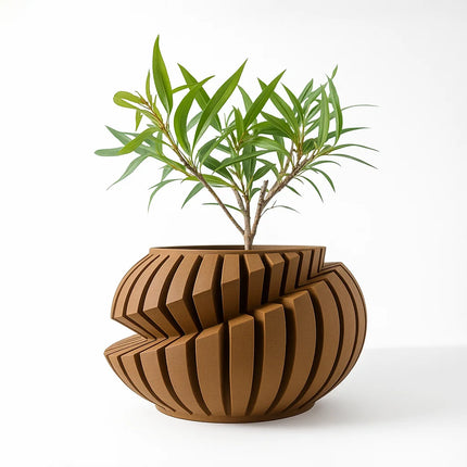 Eco-Friendly 3D Printed Flower Pot Irregular Geometric plant pot with Textured Lines for Tabletop Decor & Sustainable Gift by zapcart