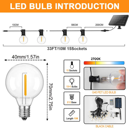 Ganriland G40 Solar String Lights Weatherproof Patio by zapcart