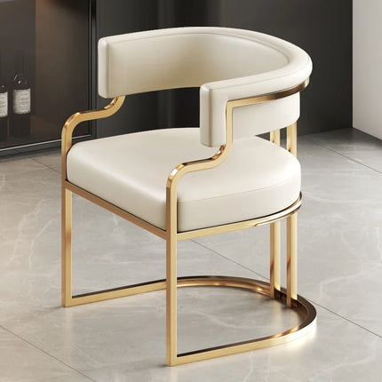 Designer Dining Chairs Beige Gold Legs Waiting Fashion Sofa Chairs Luxury Adults Floor Protector Sillas Indoor Supplies by zapcart