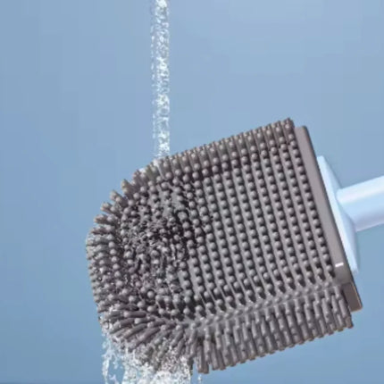 Black/White Silicone Toilet Brush Set with Flat Head Flexible Wall Mounted Bowl Cleaner And Holder for Bathroom WC by zapcart