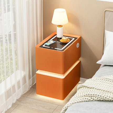 Wireless Charging Smart Bedside Table Modern Solid Wood Drawer Cabinet Floating Narrow Nightstand Minimalist Bedside Storage by zapcart
