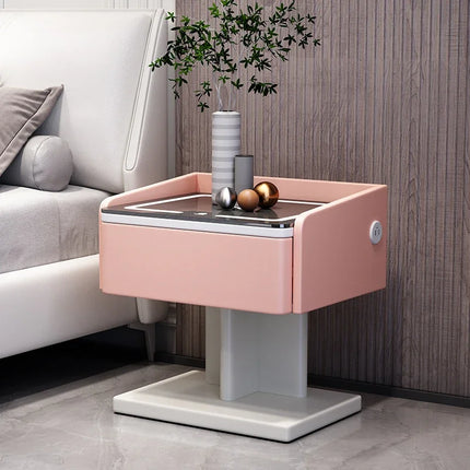 New Arrival Creative Smart Bedside Table with Wireless Charging Modern Style USB Bedroom Nightstands LED Light Side Cabinet by zapcart