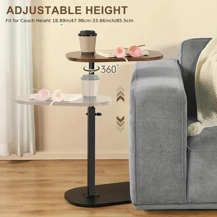 Luxury Adjustable Height Sofa Side Table Portable C-Shape Coffee Table with Cork Finish for RV Home Office Living Room Bedroom by zapcart