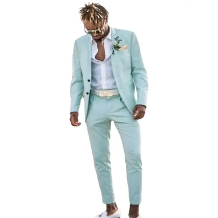 Buttons Beach Wedding Suit For Men Slim Fit Blazer Elegant by zapcart