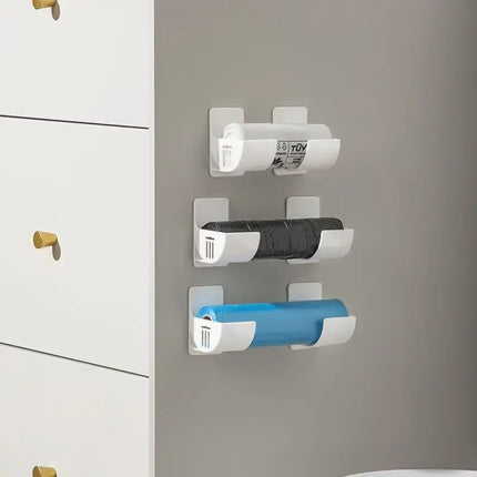 20/2pcs Wall Mount Trash Bag Holders Plastic Poly Bathroom Waste Bag Hook Dispenser Kitchen Freshness Film Roll Storage Rack by zapcart