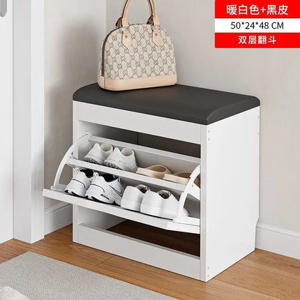 Tipping bucket shoe change stool household door shoe cabinet can sit integrated locker entry shoe stool simple shoe rack storage by zapcart