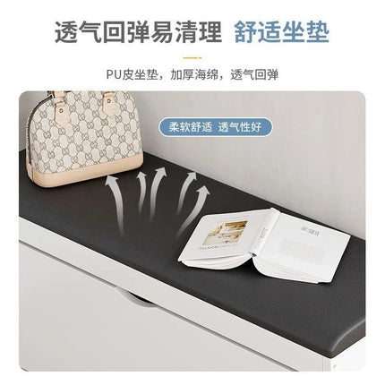Tipping bucket shoe change stool household door shoe cabinet can sit integrated locker entry shoe stool simple shoe rack storage by zapcart