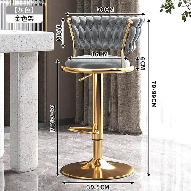 Bar Chair Nordic Tall Counter Furniture Gold Velvet Back Luxury Kitchen Leather Modern High Stool Bar Chairs كراسي بار Stool by zapcart