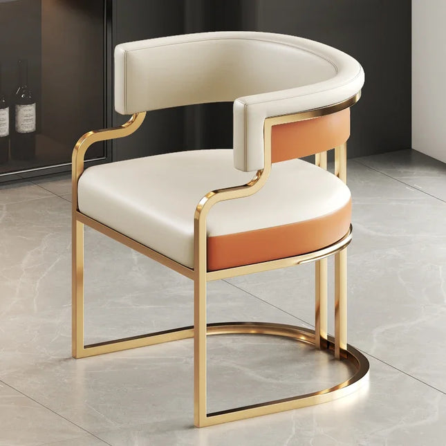Designer Dining Chairs Beige Gold Legs Waiting Fashion Sofa Chairs Luxury Adults Floor Protector Sillas Indoor Supplies by zapcart