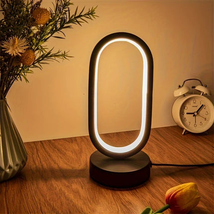 1PC Mini Circular Metal Art Desk Lamp with Three Color Lighting and USB Port by zapcart