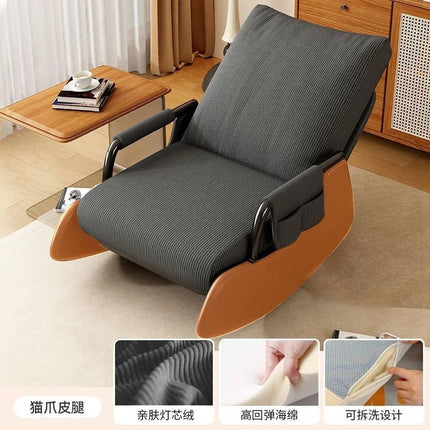 Rocking Chair Household Reclining And Sleeping Lazy Sofa Balcony Adult Leisure Living Room Single Lunch Break Adjustable Recline by zapcart