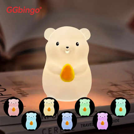Cute Pear Night Light 7-Color Dimmable Touch-Controlled Night Light Silicone Stress Reducing Pat Duck Lamp USB Rechargeable by zapcart