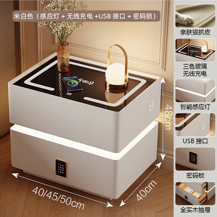 Floating LED Bedside Table Smart Nightstand with Wireless Charging Luxury Modern 2-Tier Storage Drawer Compact Bedroom Furniture by zapcart