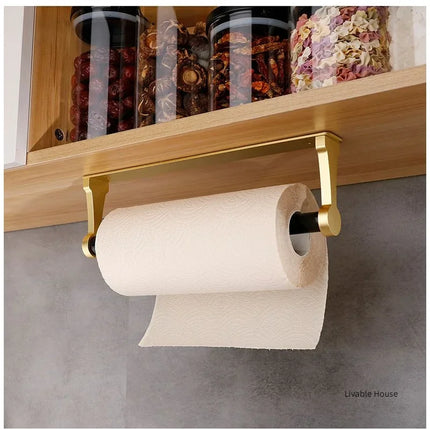 Space aluminum black gold square cabinet, kitchen tissue holder, toilet roll holder, non perforated toilet paper holder by zapcart