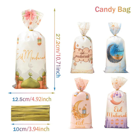 Eid Mubarak Gift Cookie Bags With Straps for Ramadan Decor by zapcart