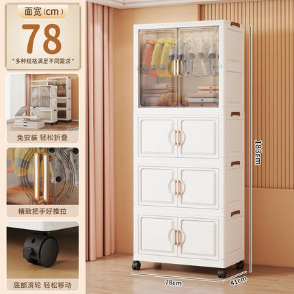 Children's Wardrobe Storage Cabinet Living Room Foldableable Bedroom Container Bins Large Capacity Baby Wardrobe Multi-Function by zapcart