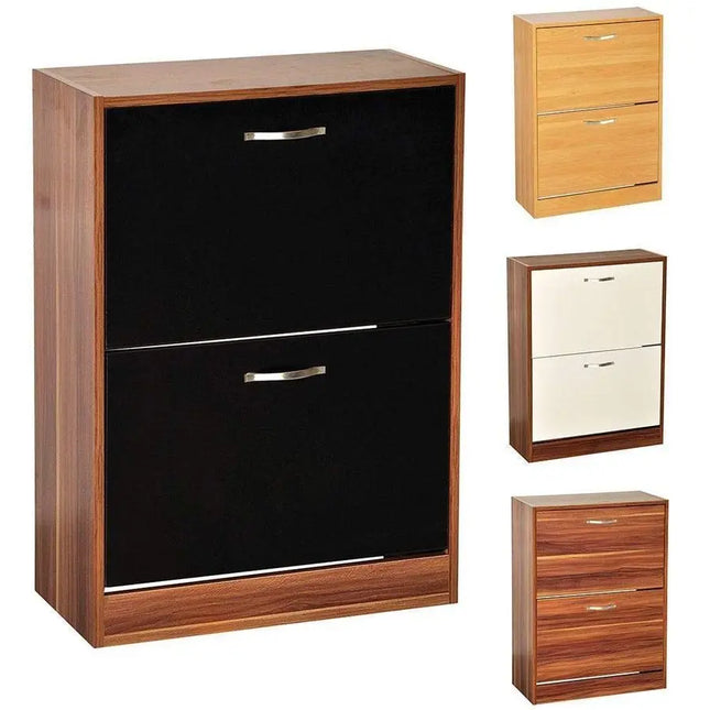 Shoe Cabinet, Wooden Shoe Storage Unit with 2 PullDown Drawers, Multifunctional DustProof SpaceSaving Slim Cupboard for Hallway by zapcart