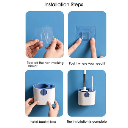 Toilet Brush Silicone Toilet Brush With Toilet Brush Holder Wall-mounted Long Hand Cleaning Brush WC Bathroom Accessories Set by zapcart
