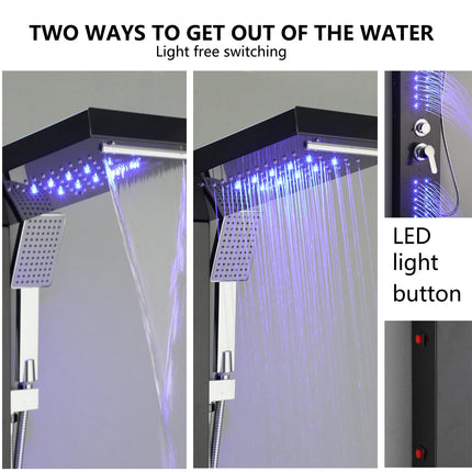 KEMAIDI Shower Panel Bathroom Shower Tower w/ LED Rainfall Waterfall Shower Head Body Massage Jet Shower Tub Spout Shower Column by zapcart