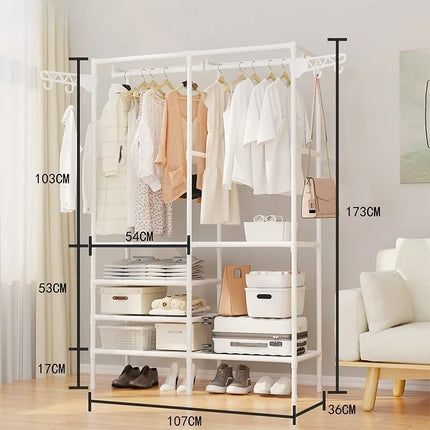 Simplecoat rack Multifunctional floor double row hanger Hanging hanger Drying rack Bedroom home reinforcement Stylish and simple by zapcart