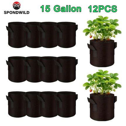 SPONDWILD 30 Pcs 15 Gallon Tomatoes / Potatoes Grow Bags Thickened Non-Woven Fabric Garden Greenhouse Pot Vegetable Growing Bags by zapcart