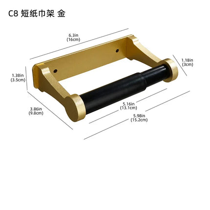 Space aluminum black gold square cabinet, kitchen tissue holder, toilet roll holder, non perforated toilet paper holder by zapcart